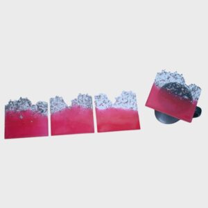 Resin Drink Coaster Set – Pink & Silver, Geode Edge (Set of 4)