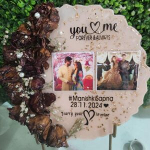 Customized Resin Photo Frame with Preserved Flowers – Personalized Gift for Couples